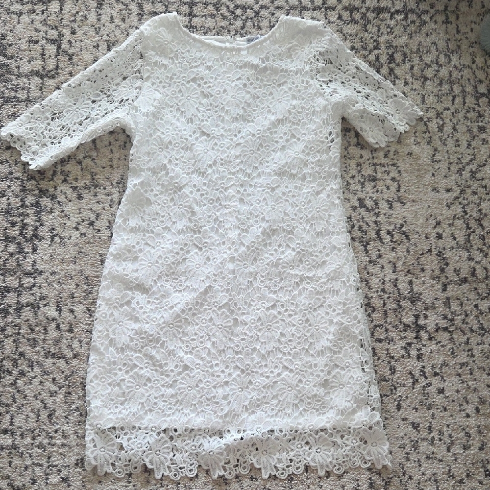 Nina Leonard White Lace Dress